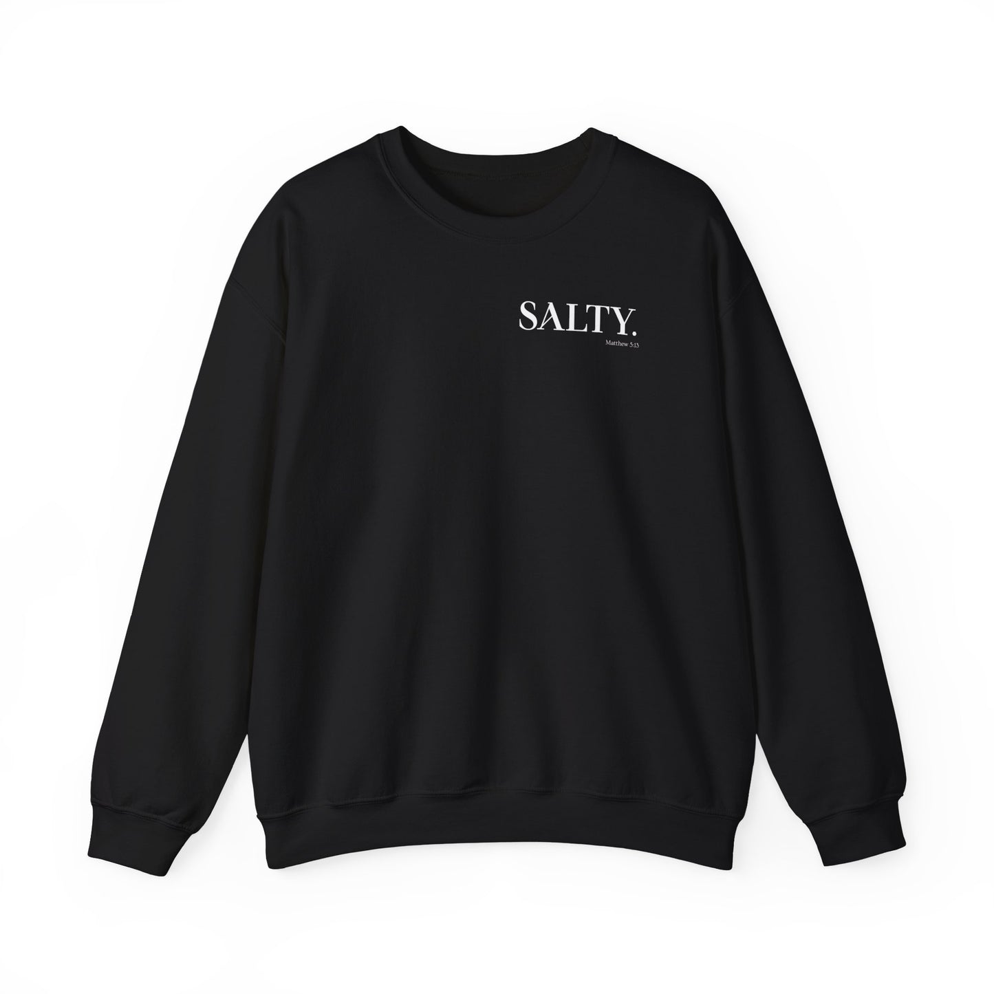 SALTY (Small Print) Unisex Heavy Blend™ Crewneck Christian Sweatshirt