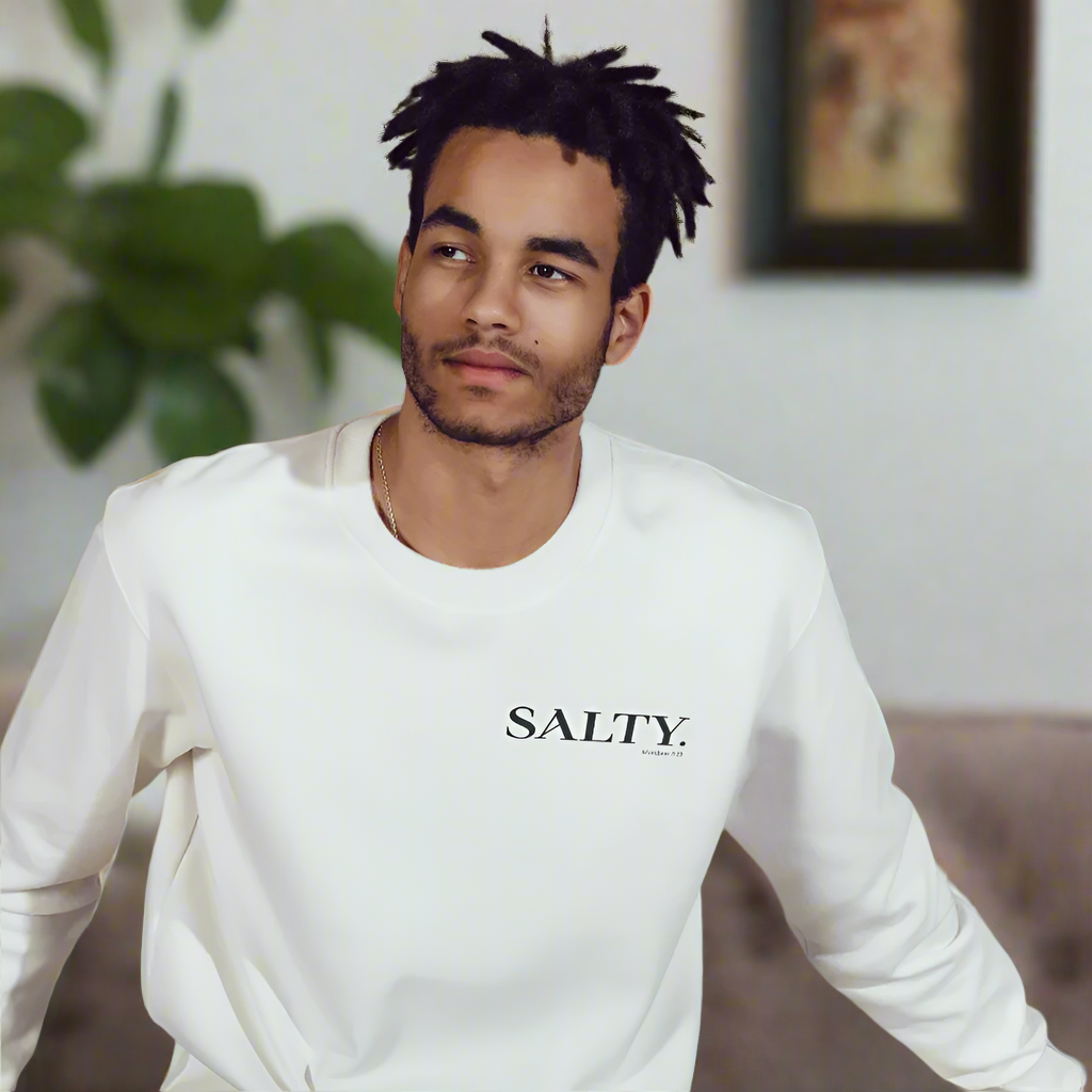 SALTY (Small Print) Unisex Heavy Blend™ Crewneck Christian Sweatshirt