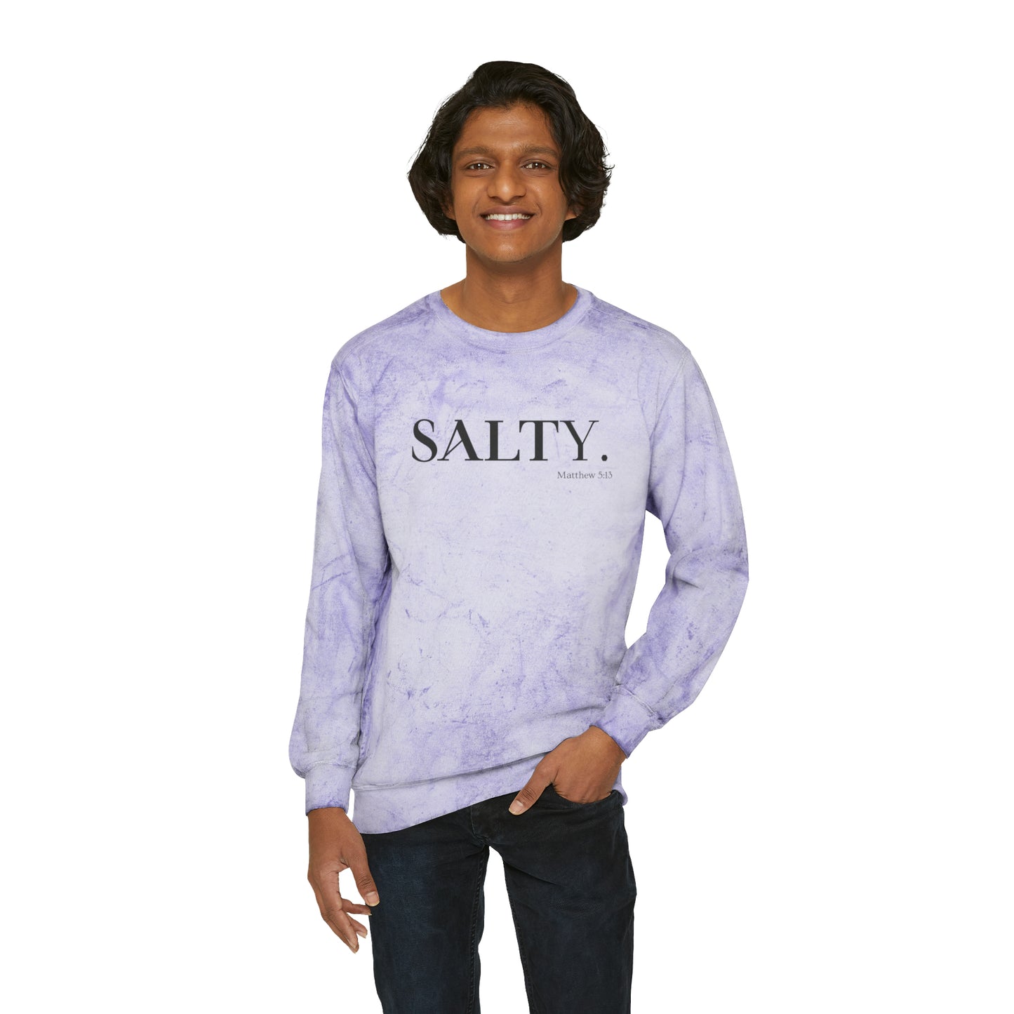 SALTY Unisex Color Blast Christian Crewneck Sweatshirt