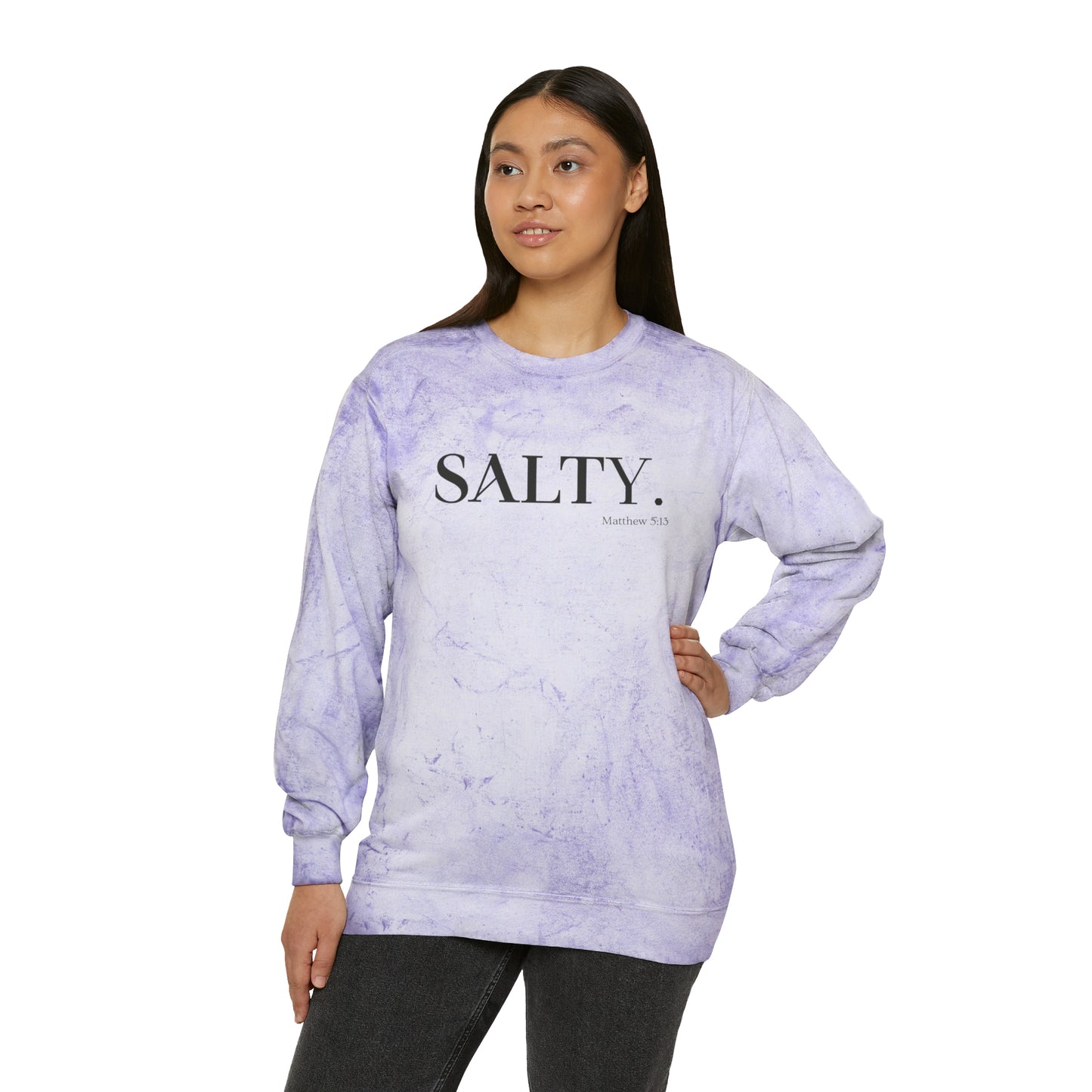 SALTY Unisex Color Blast Christian Crewneck Sweatshirt