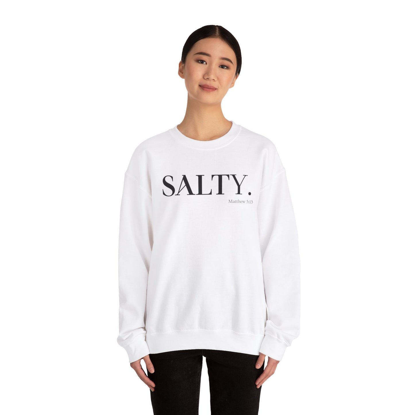 SALTY (Large Print) Unisex Heavy Blend™ Crewneck Christian Sweatshirt