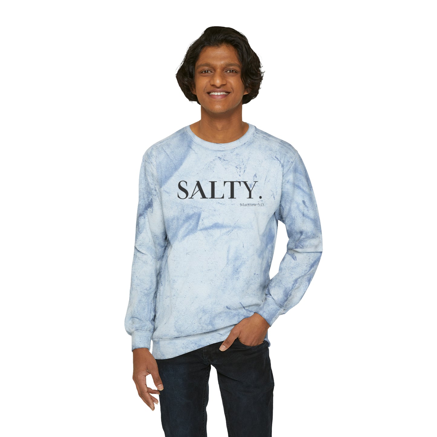 SALTY Unisex Color Blast Christian Crewneck Sweatshirt