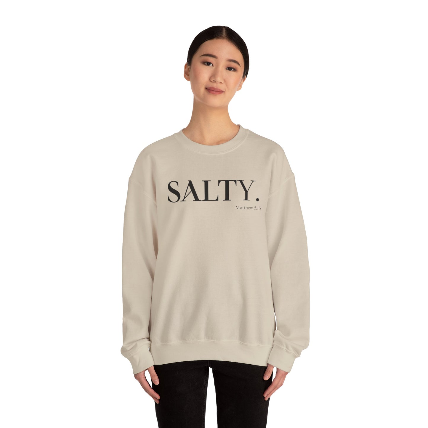 SALTY (Large Print) Unisex Heavy Blend™ Crewneck Christian Sweatshirt