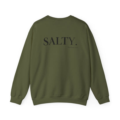 SALTY (Logo on Front, SALTY on Back) Unisex Heavy Blend™ Crewneck Christian Sweatshirt