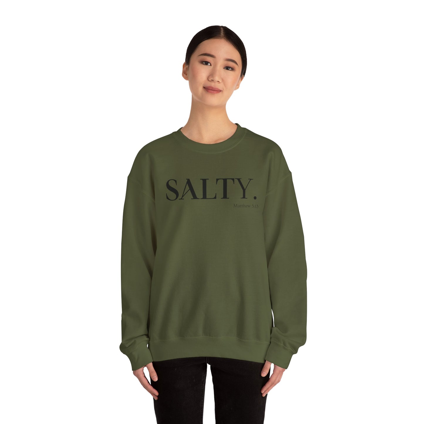 SALTY (Large Print) Unisex Heavy Blend™ Crewneck Christian Sweatshirt