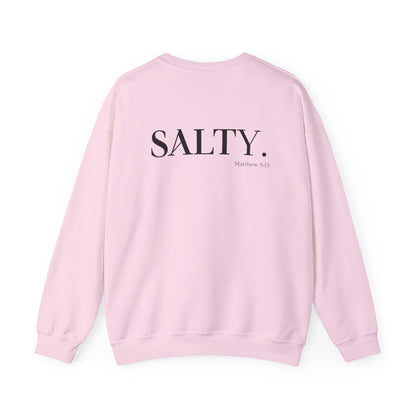 SALTY (Logo on Front, SALTY on Back) Unisex Heavy Blend™ Crewneck Christian Sweatshirt