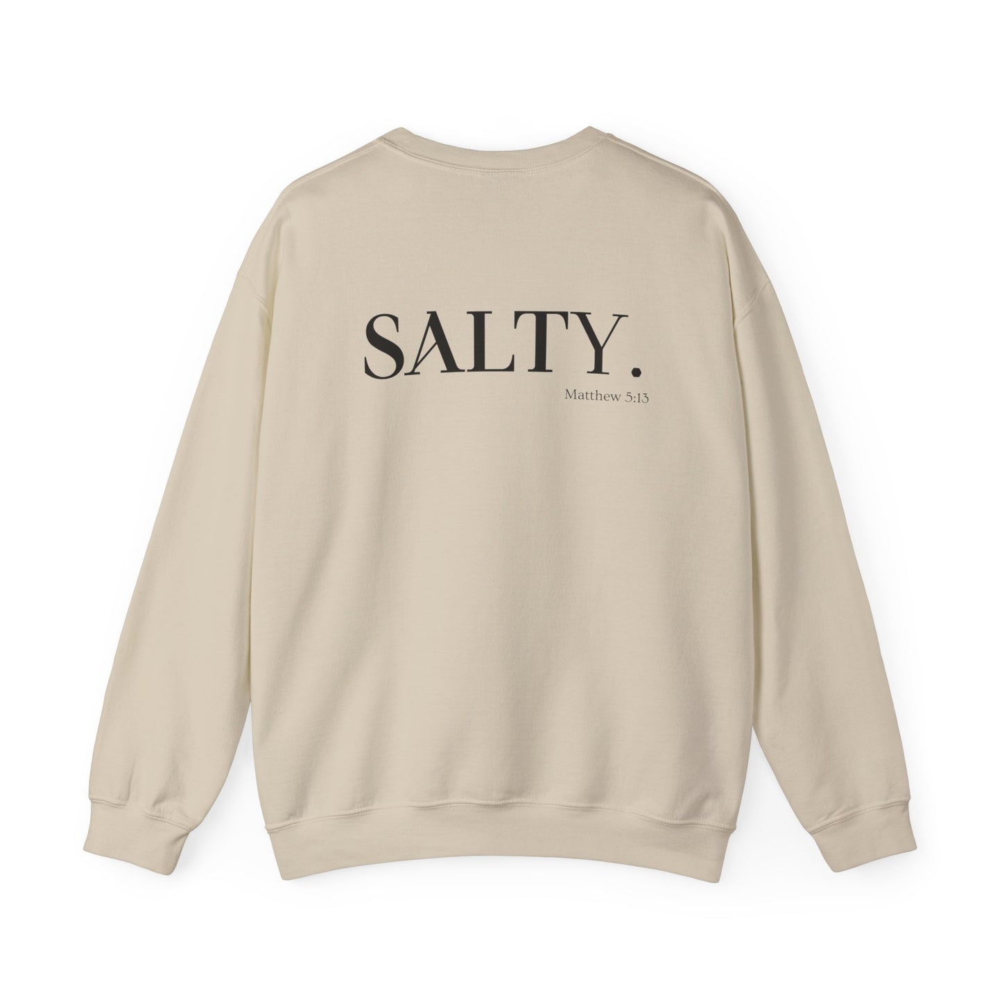 SALTY (Logo on Front, SALTY on Back) Unisex Heavy Blend™ Crewneck Christian Sweatshirt