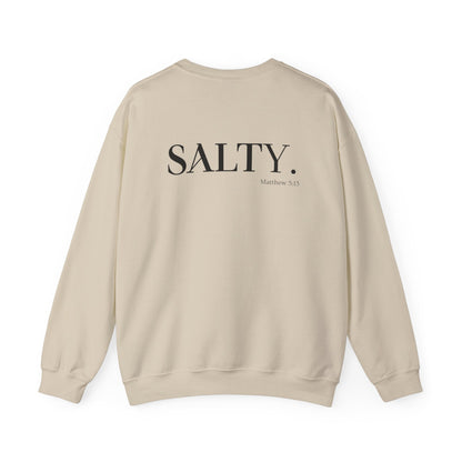 SALTY (Logo on Front, SALTY on Back) Unisex Heavy Blend™ Crewneck Christian Sweatshirt