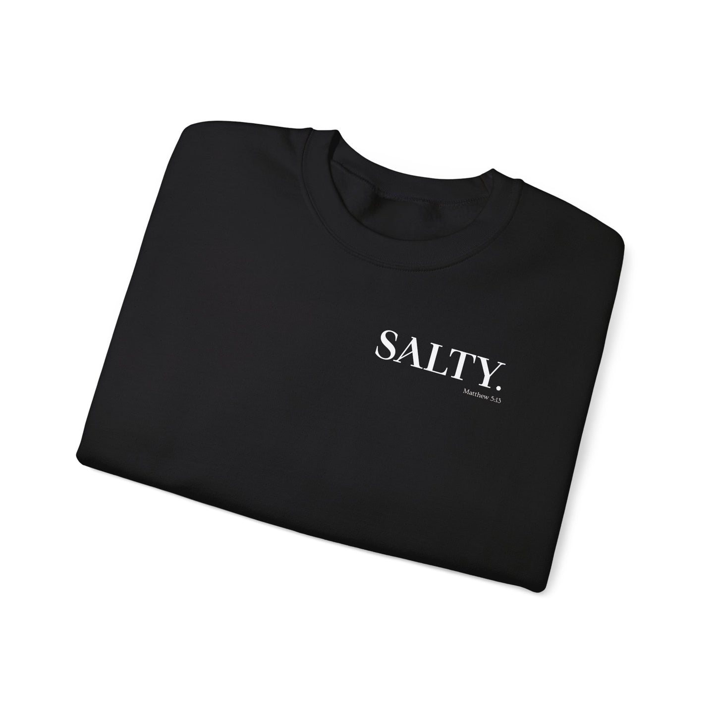 SALTY (Small Print) Unisex Heavy Blend™ Crewneck Christian Sweatshirt