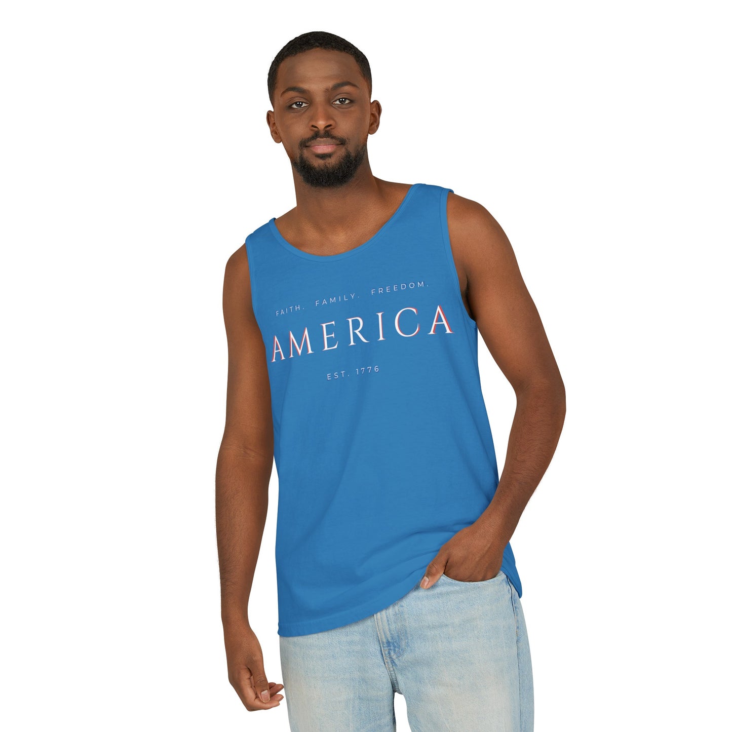 Faith Family Freedom Unisex Tank Top | Patriotic Clothing