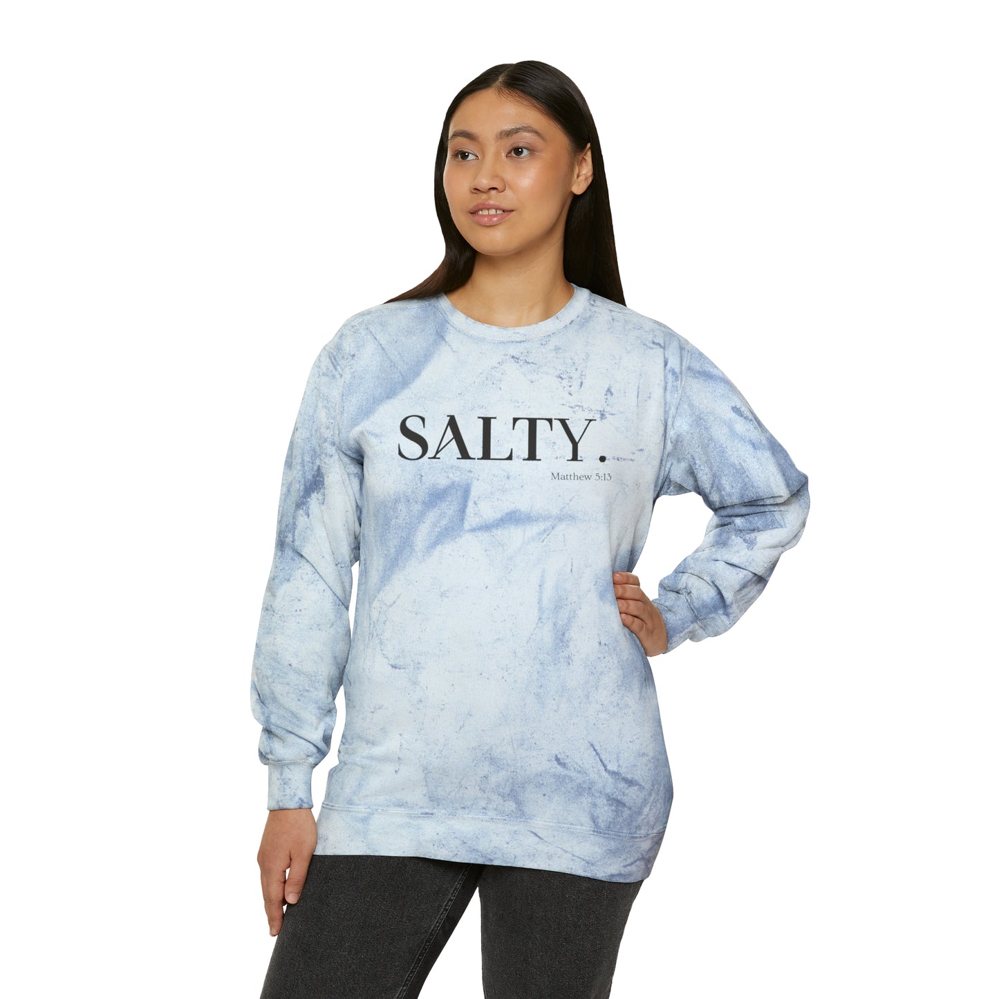 SALTY Unisex Color Blast Christian Crewneck Sweatshirt