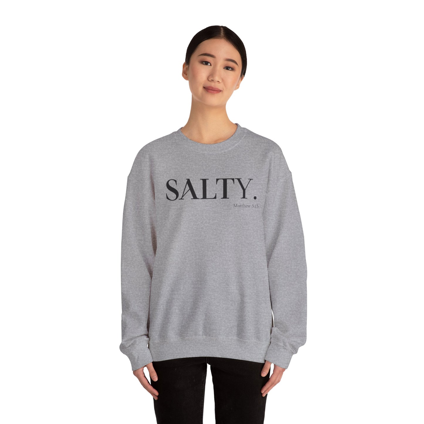 SALTY (Large Print) Unisex Heavy Blend™ Crewneck Christian Sweatshirt