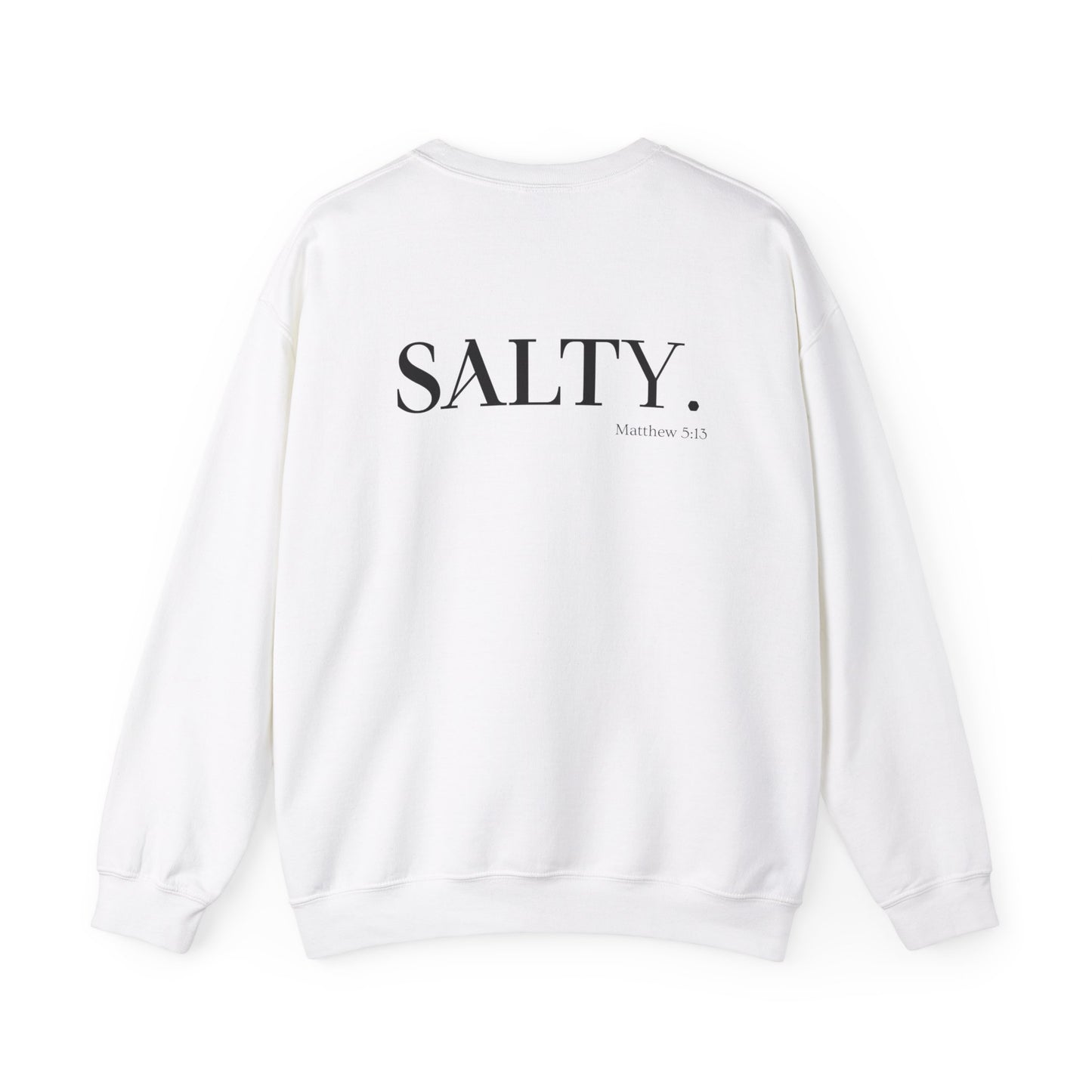 SALTY (Logo on Front, SALTY on Back) Unisex Heavy Blend™ Crewneck Christian Sweatshirt