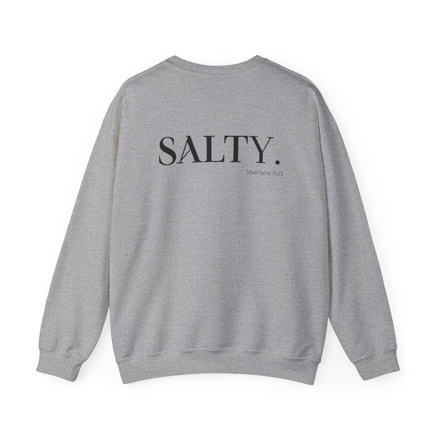 SALTY (Logo on Front, SALTY on Back) Unisex Heavy Blend™ Crewneck Christian Sweatshirt