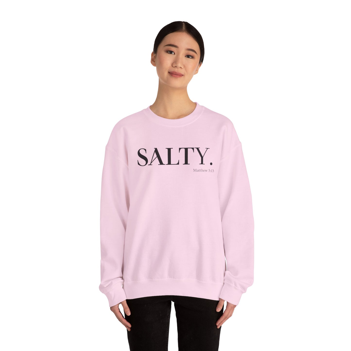 SALTY (Large Print) Unisex Heavy Blend™ Crewneck Christian Sweatshirt