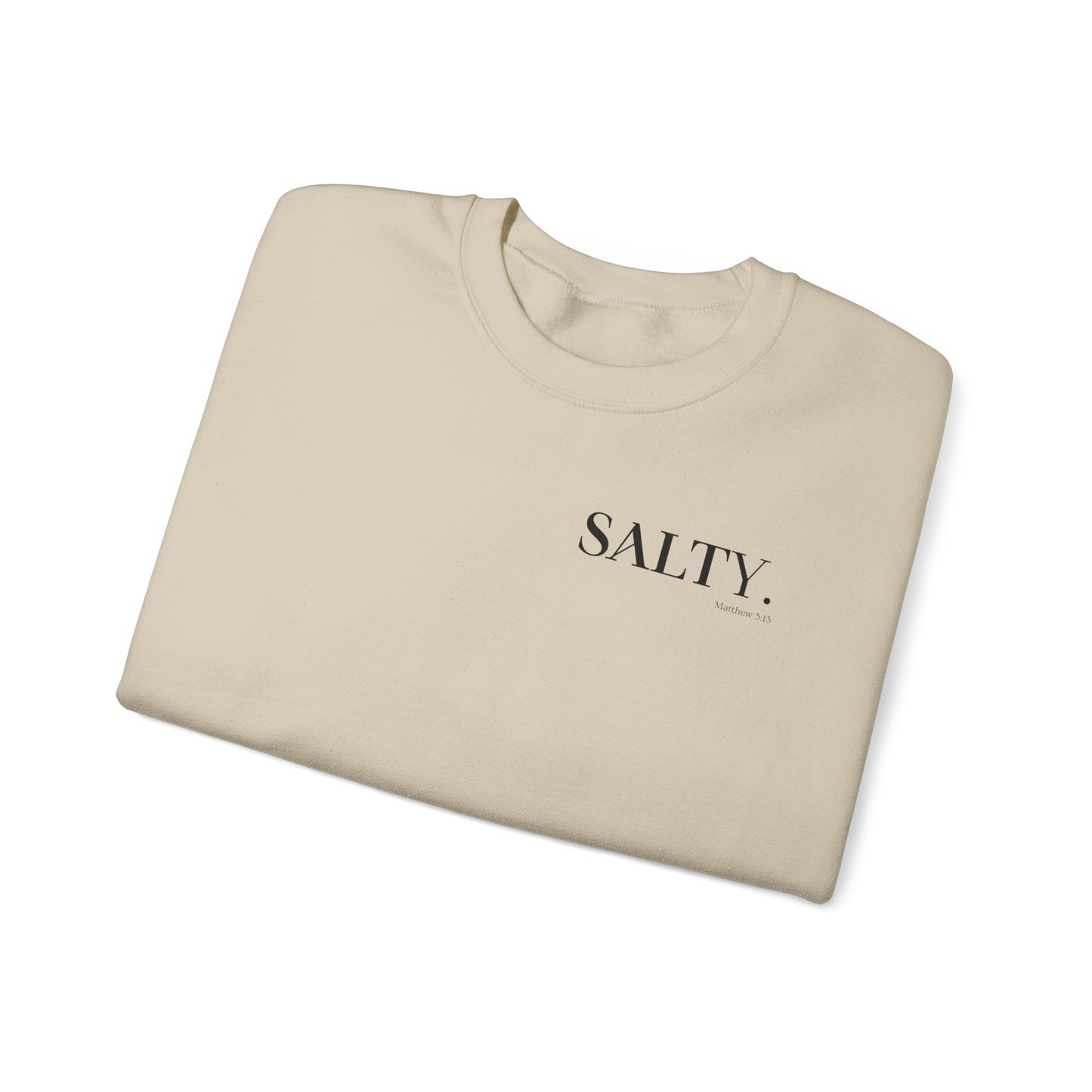 SALTY (Small Print) Unisex Heavy Blend™ Crewneck Christian Sweatshirt