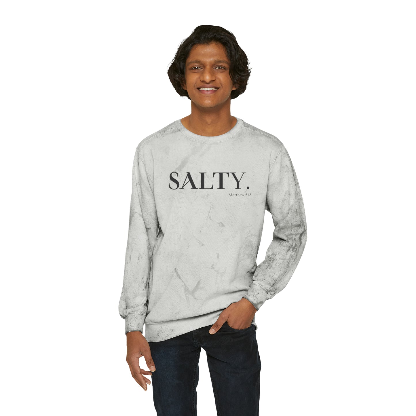 SALTY Unisex Color Blast Christian Crewneck Sweatshirt