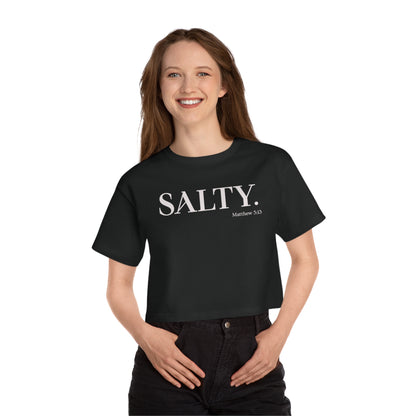 SALTY Women's Cropped Christian T-Shirt | Cute Workout Top