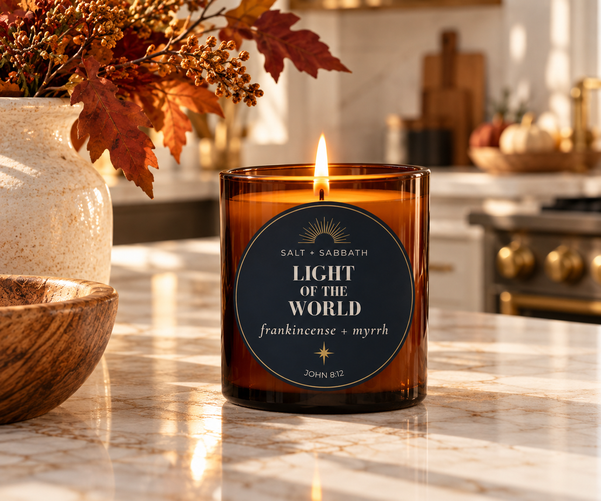 Frankincense & Myrrh | Non-Toxic, Long-Burning Candle Hand Poured in the USA | Light of the World | Bible Verse Christmas Candle