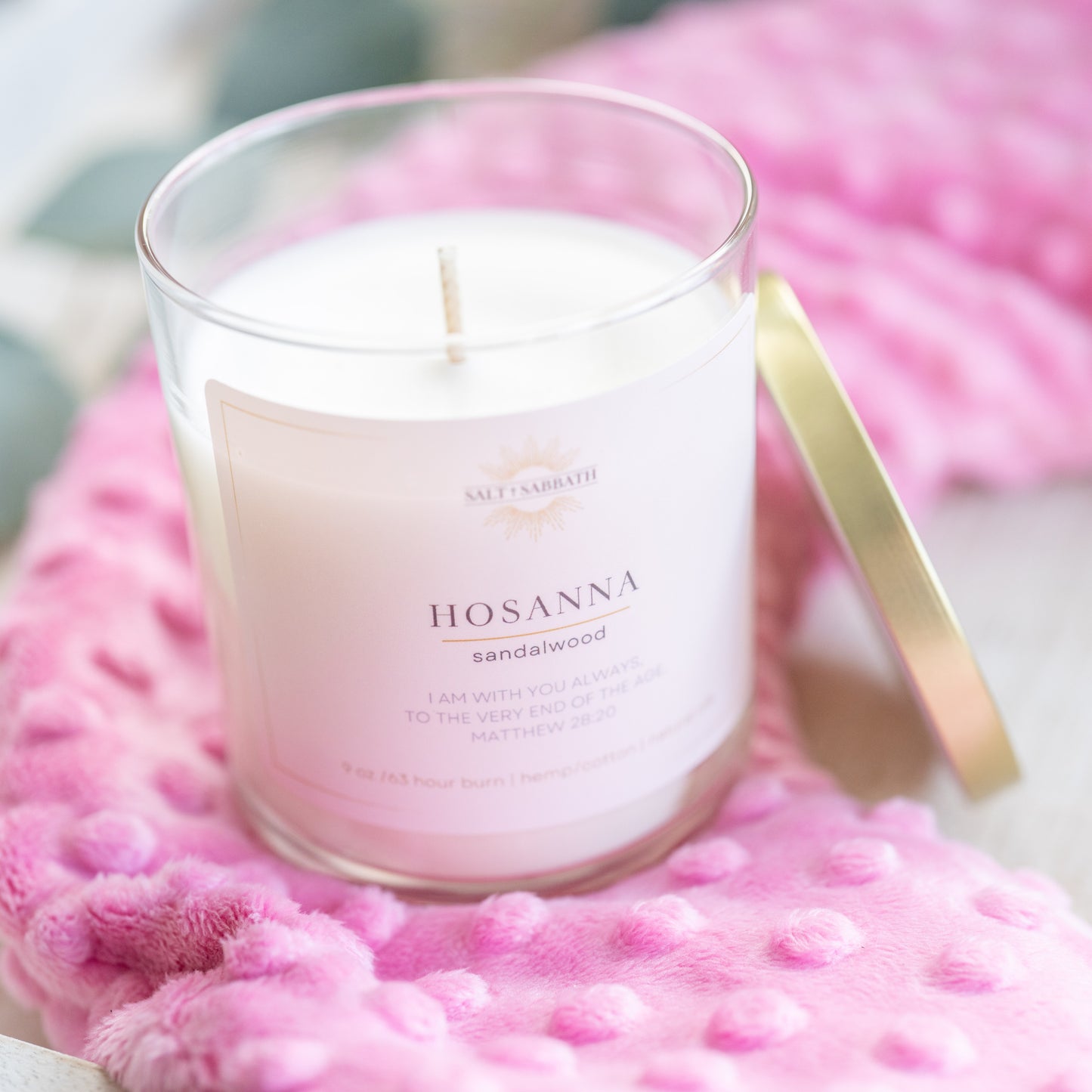 Sandalwood | Non-Toxic, Long-Burning Candle Hand Poured in the USA | Hosanna | Bible Verse Fall Candle