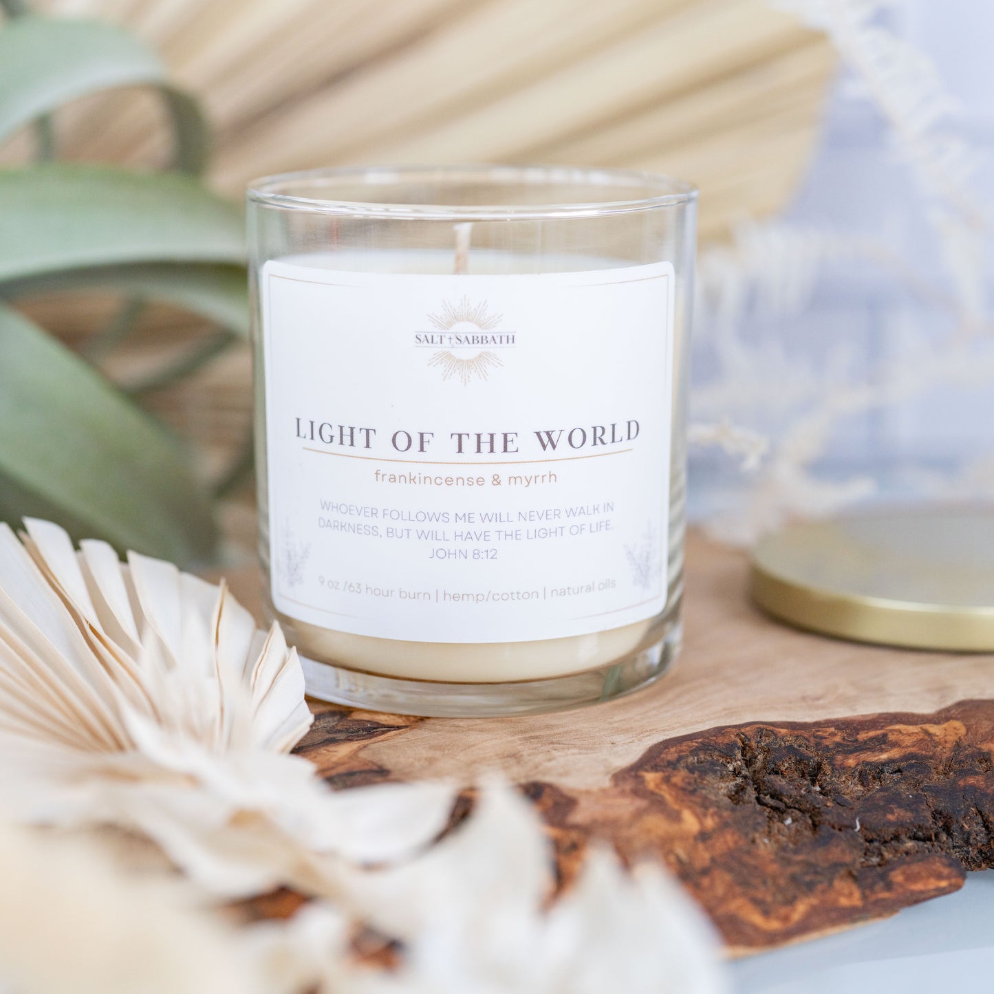Frankincense & Myrrh | Non-Toxic, Long-Burning Candle Hand Poured in the USA | Light of the World | Bible Verse Fall Candle