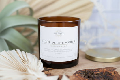 Frankincense & Myrrh | Non-Toxic, Long-Burning Candle Hand Poured in the USA | Light of the World | Bible Verse Christmas Candle