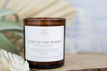 Frankincense & Myrrh | Non-Toxic, Long-Burning Candle Hand Poured in the USA | Light of the World | Bible Verse Christmas Candle