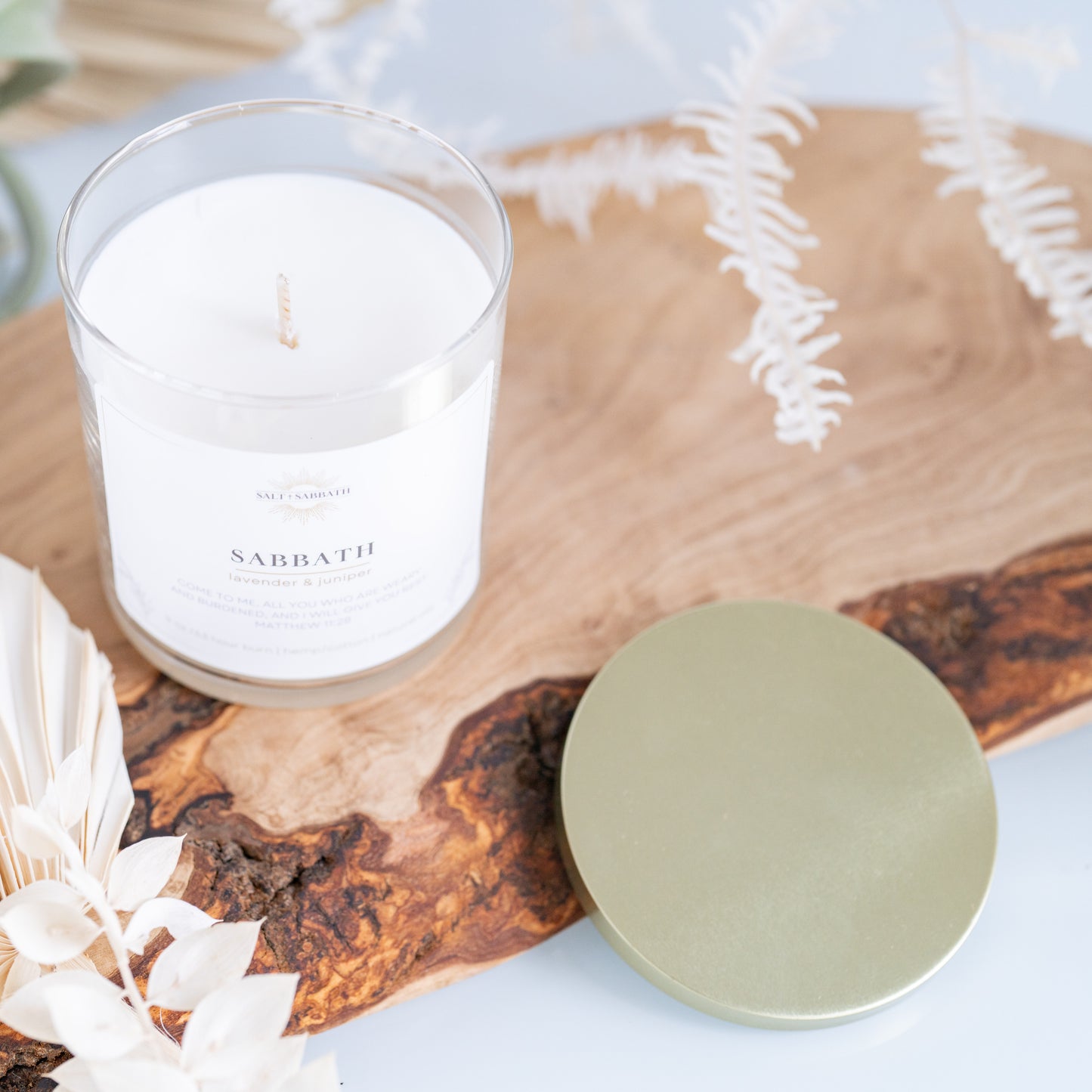 Lavender & Juniper | Non-Toxic, Long-Burning Candle Hand Poured in the USA | Sabbath | Bible Verse Fall Candle