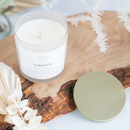 Lavender & Juniper | Non-Toxic, Long-Burning Candle Hand Poured in the USA | Sabbath | Bible Verse Fall Candle