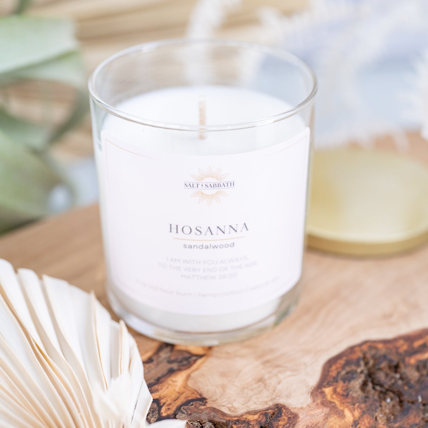 Sandalwood | Non-Toxic, Long-Burning Candle Hand Poured in the USA | Hosanna | Bible Verse Fall Candle