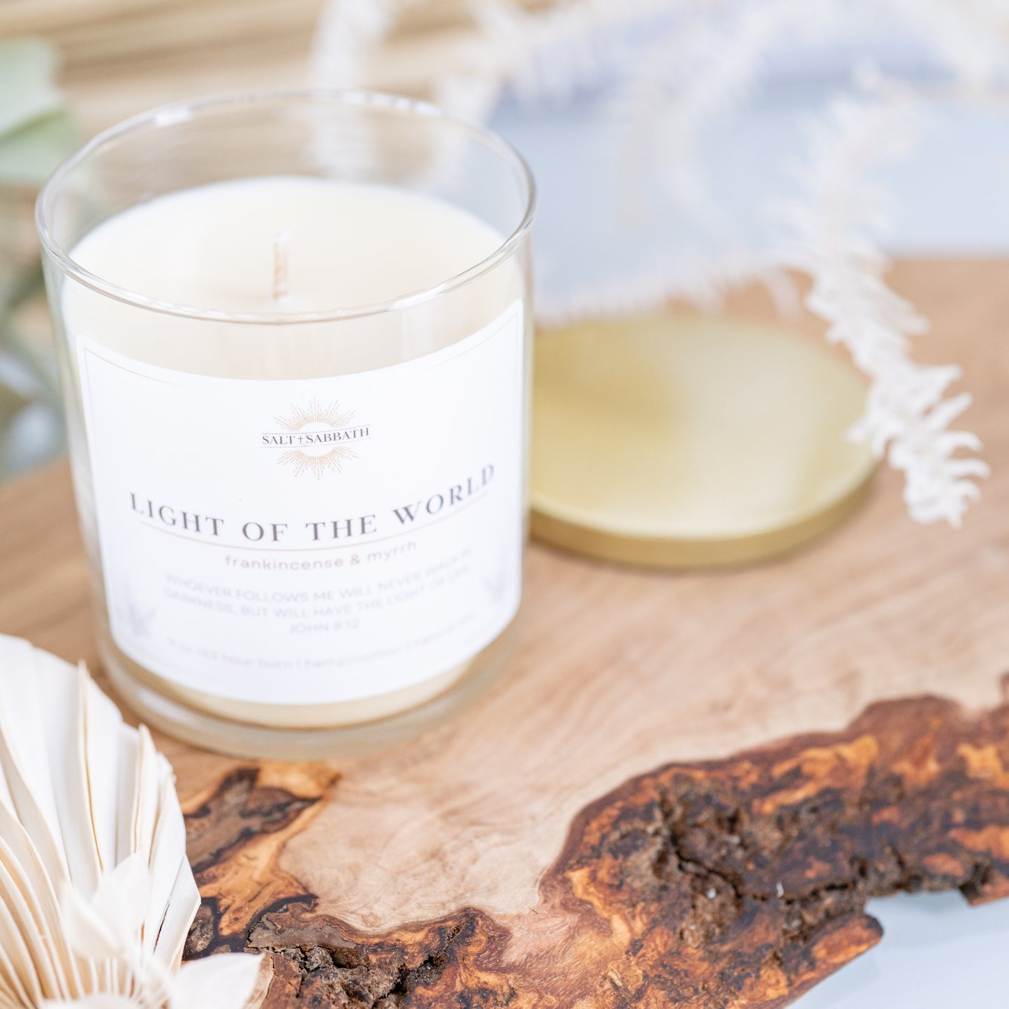 Frankincense & Myrrh | Non-Toxic, Long-Burning Candle Hand Poured in the USA | Light of the World | Bible Verse Fall Candle