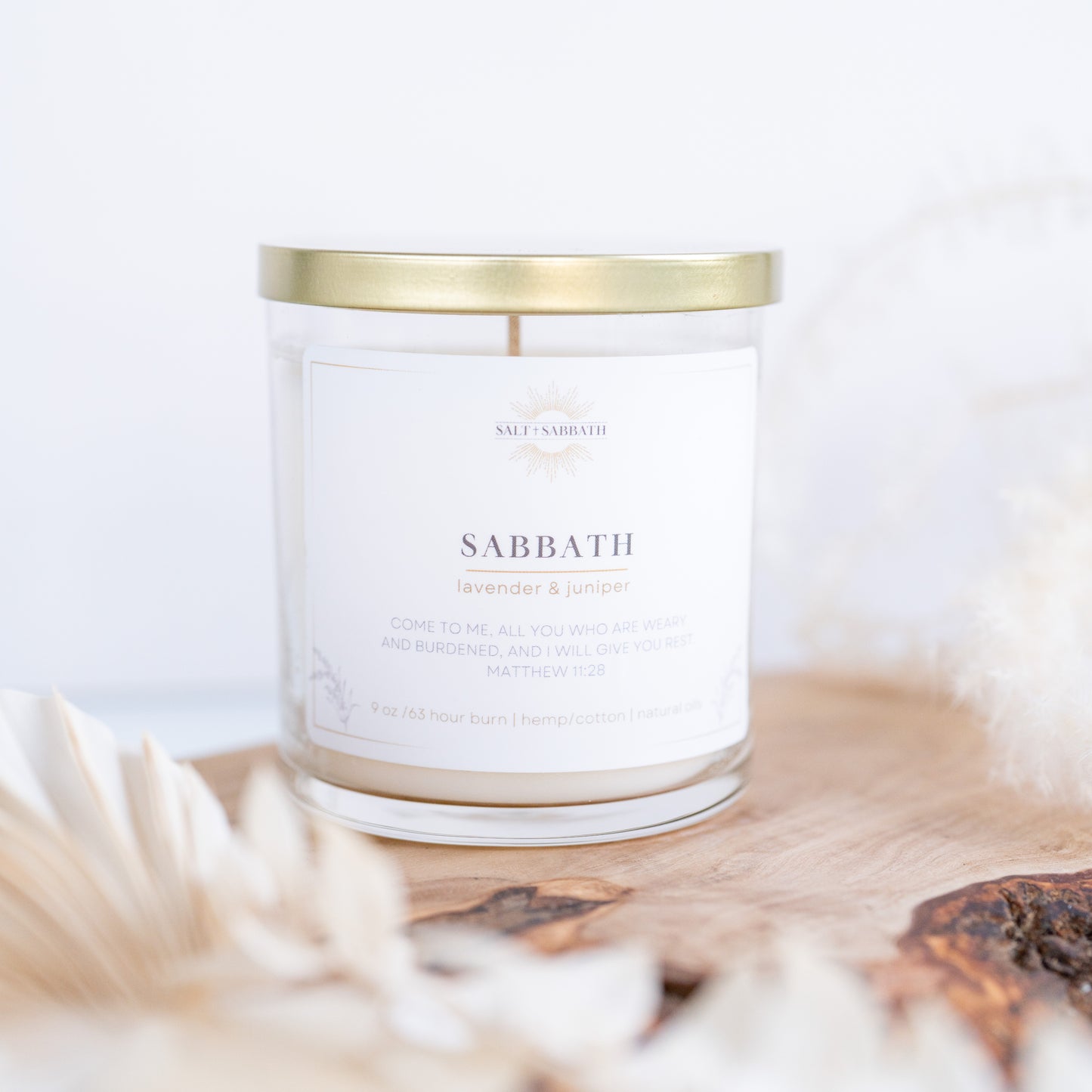 Lavender & Juniper | Non-Toxic, Long-Burning Candle Hand Poured in the USA | Sabbath | Bible Verse Fall Candle
