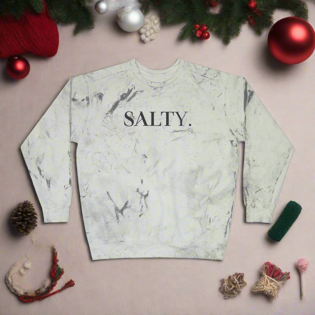 SALTY Unisex Color Blast Christian Crewneck Sweatshirt