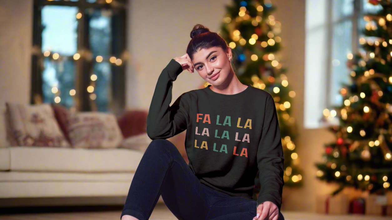 FA LA LA Christmas Crewneck Sweatshirt | Fun Trendy Holiday Christmas Apparel