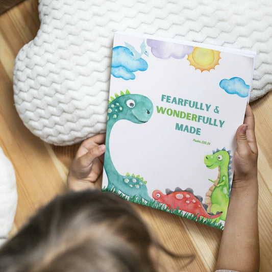 Fearfully and Wonderfully Made Children's Dinosaur Notebook |  8.5 x 11 Inches | Christmas Gifts under $15