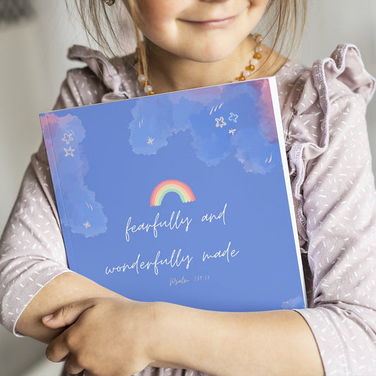 Fearfully and Wonderfully Made Children's Notebook with Butterflies & Rainbows | 8.5 x 11 Inches | Christmas Gifts under $15