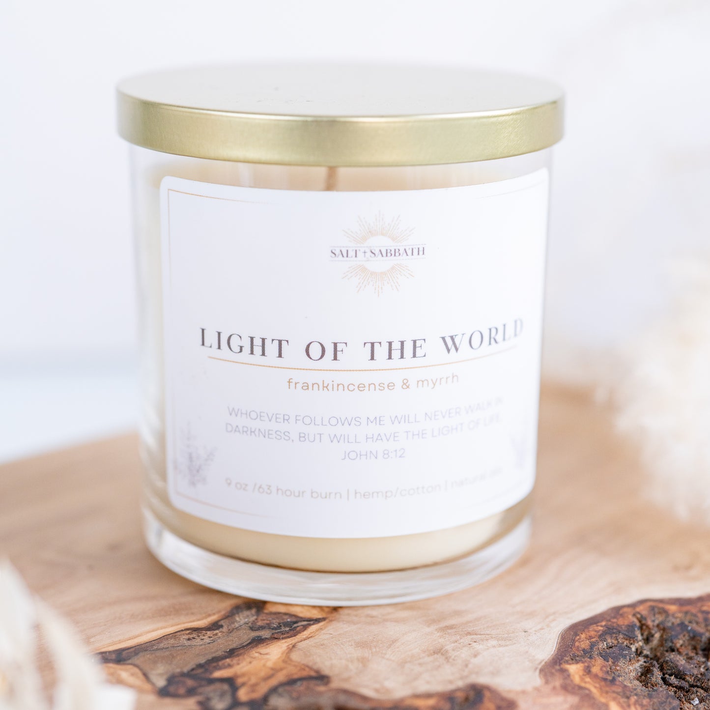 Frankincense & Myrrh | Non-Toxic Fall Candle Hand Poured in the USA | Light of the World | Bible Verse Candle