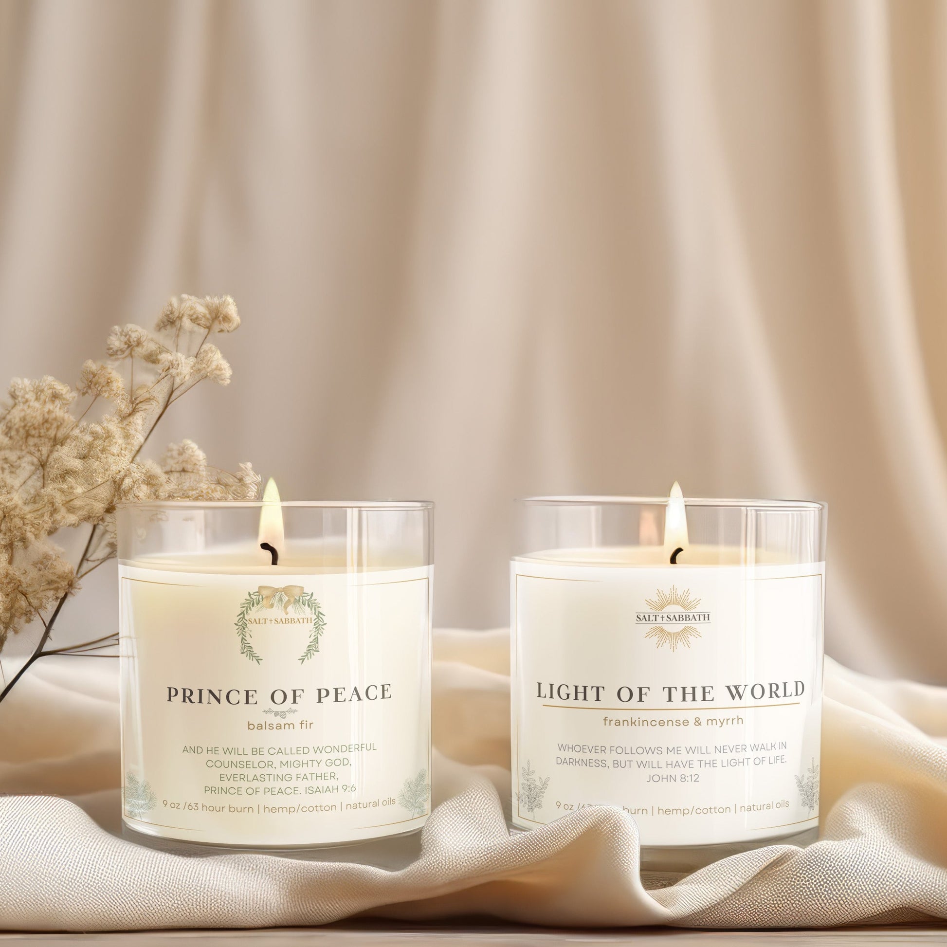 Frankincense and Myrrh Candle NonToxic Bible Verse Candle Made in USA Salt + Sabbath