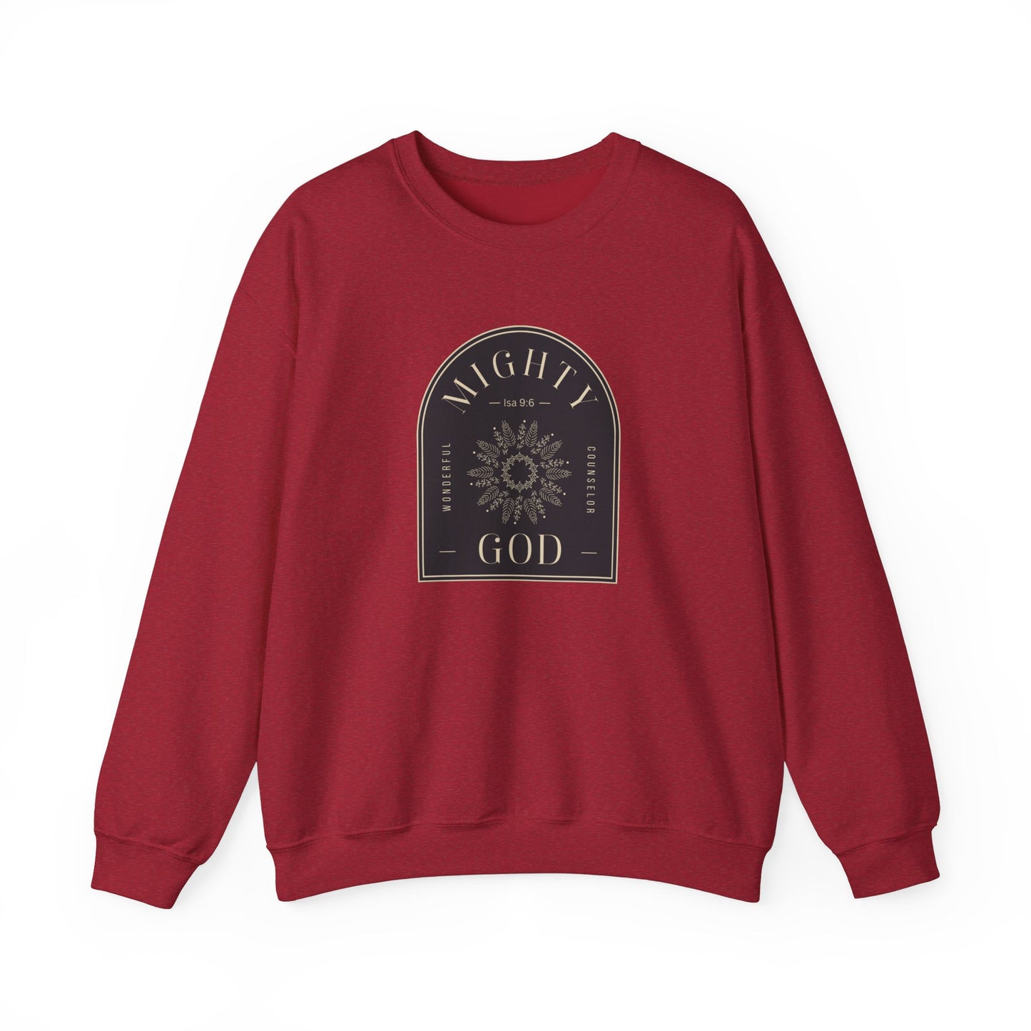 Christian Unisex Sweatshirt - Isaiah 9:6 Mighty God Design | Cozy Christmas Apparel