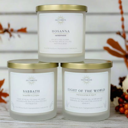 Lavender & Juniper | Non-Toxic, Long-Burning Candle Hand Poured in the USA | Sabbath | Bible Verse Fall Candle