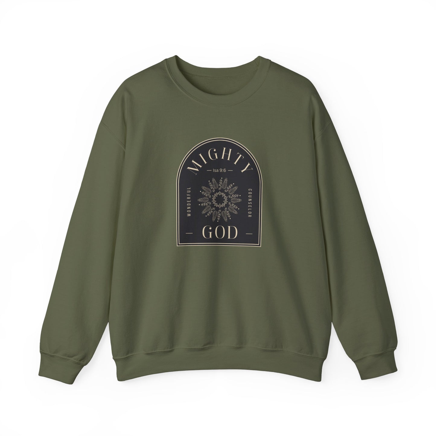 Christian Unisex Sweatshirt - Isaiah 9:6 Mighty God Design | Cozy Christmas Apparel