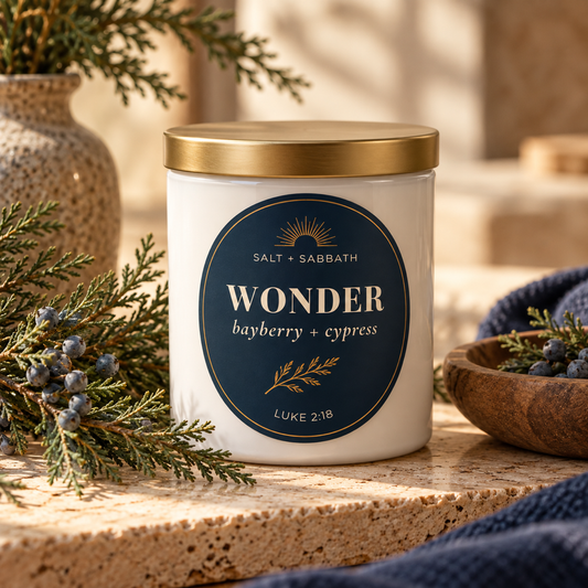 Bayberry & Cypress | Non-Toxic, Long-Burning Candle Hand Poured in the USA | Wonder| Bible Verse Fall Candle