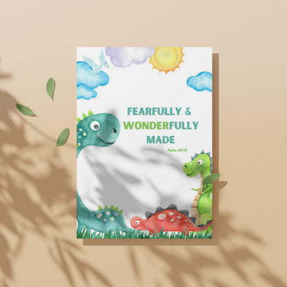 Fearfully and Wonderfully Made Children's Dinosaur Notebook |  8.5 x 11 Inches | Kids' Gifts under $15