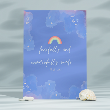 Fearfully and Wonderfully Made Children's Notebook with Butterflies & Rainbows | 8.5 x 11 Inches | Kids' Gifts under $15