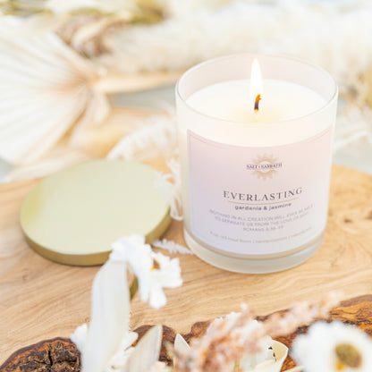 Gardenia & Jasmine | Non-Toxic, Long-Burning Candle Hand Poured in the USA | Everlasting | Bible Verse Fall Candle