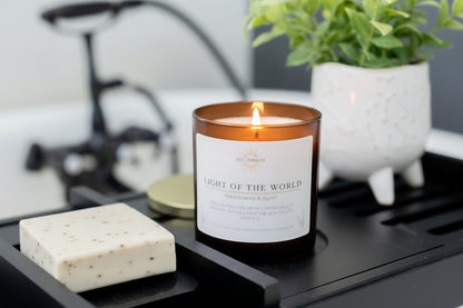 Frankincense & Myrrh | Non-Toxic, Long-Burning Candle Hand Poured in the USA | Light of the World | Bible Verse Christmas Candle