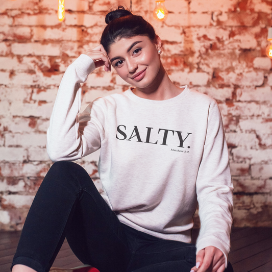 SALTY (Large Print) Unisex Heavy Blend™ Crewneck Christian Sweatshirt