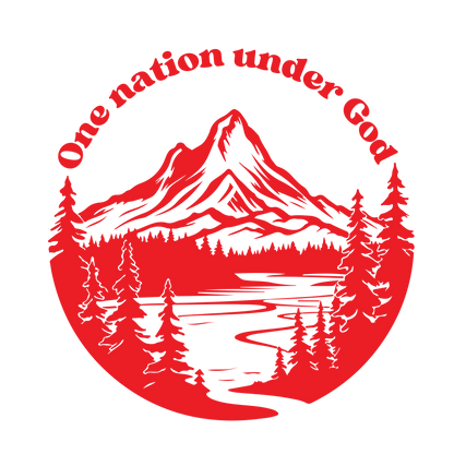 One Nation Under God Unisex Jersey Tee with Mountains | Christian Patriotic T-Shirt