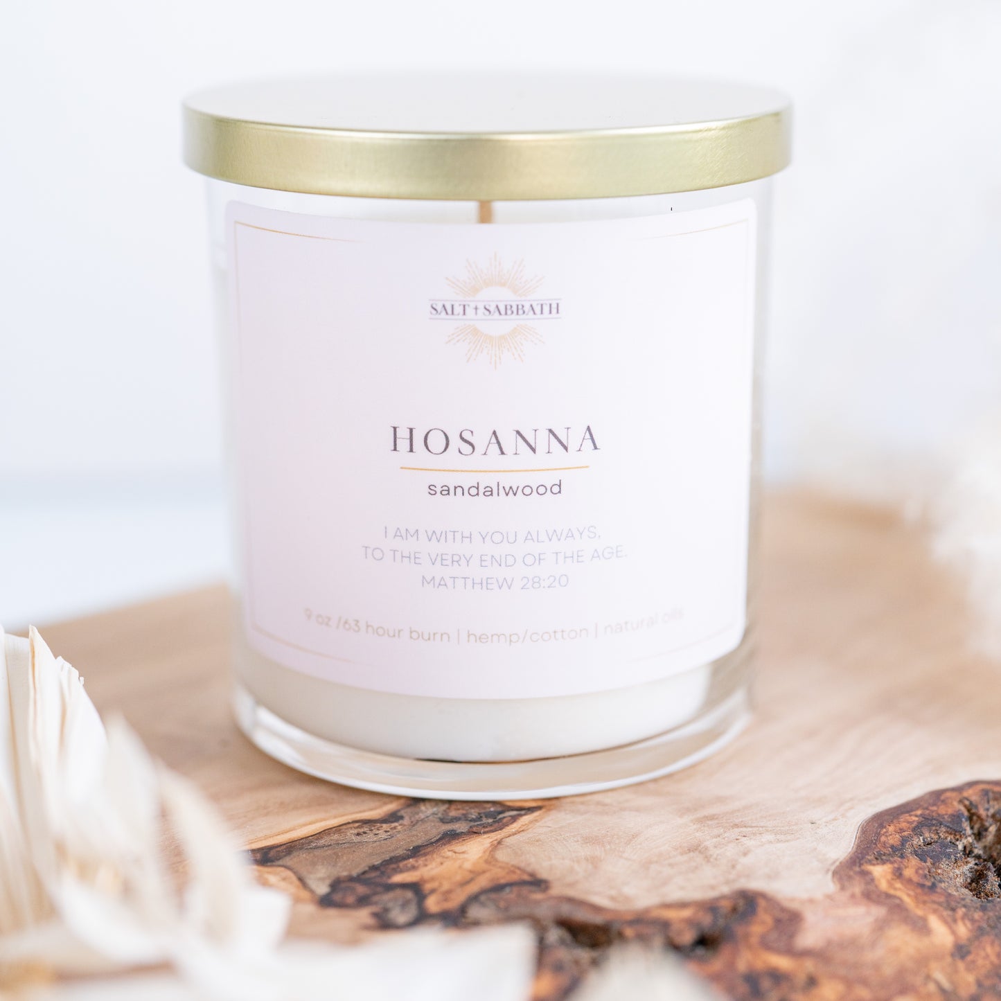 Sandalwood | Non-Toxic Candle Hand Poured in the USA | Hosanna | Bible Verse Fall Candle