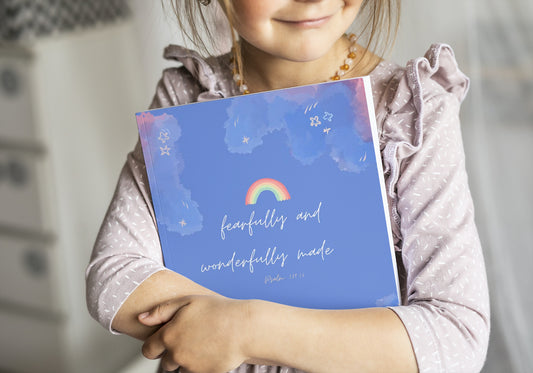 Fearfully and Wonderfully Made Children's Notebook with Butterflies & Rainbows | 8.5 x 11 Inches